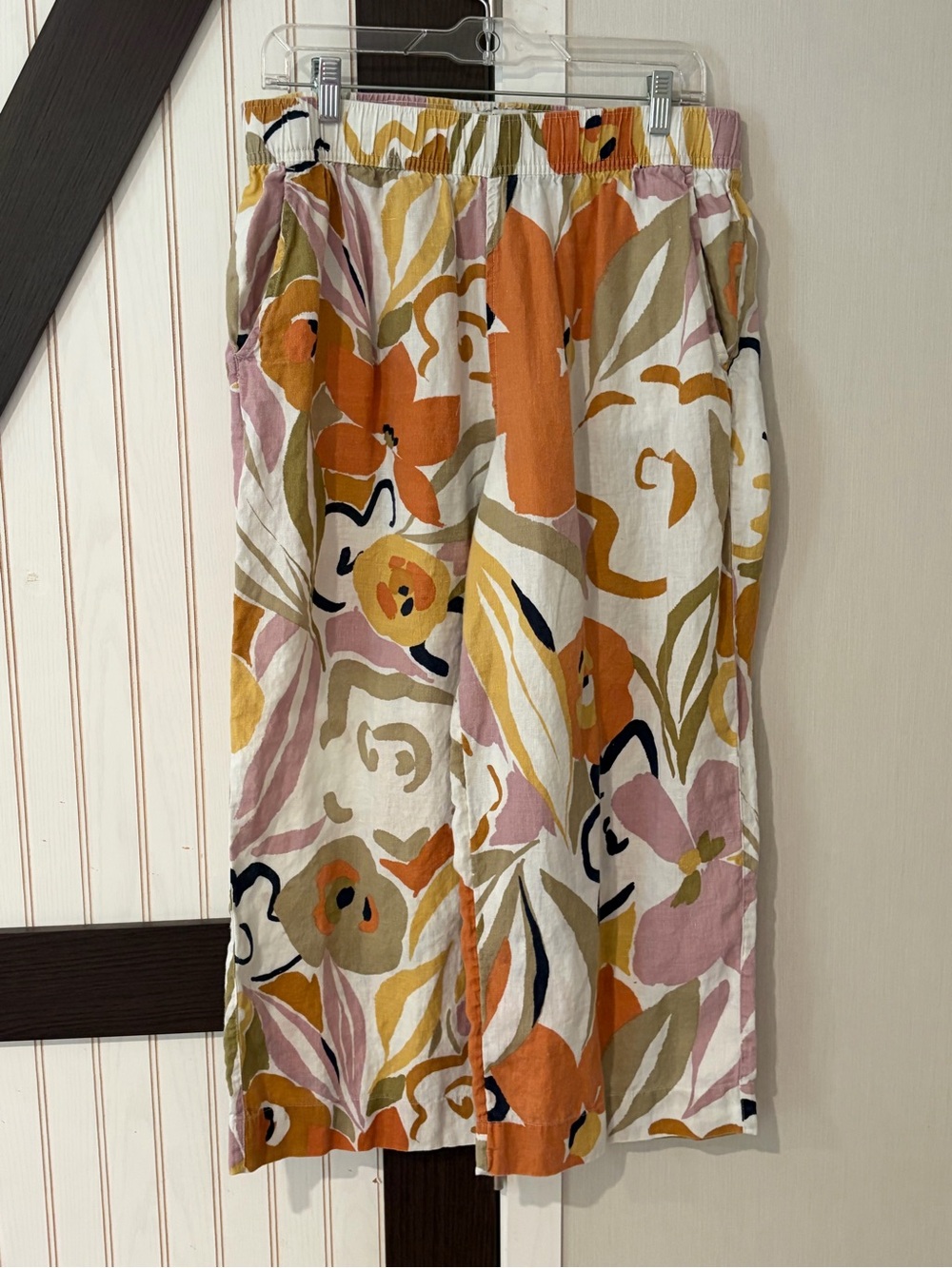 Rachel Zoe Goucho Crop Wide Leg 100% Linen Large